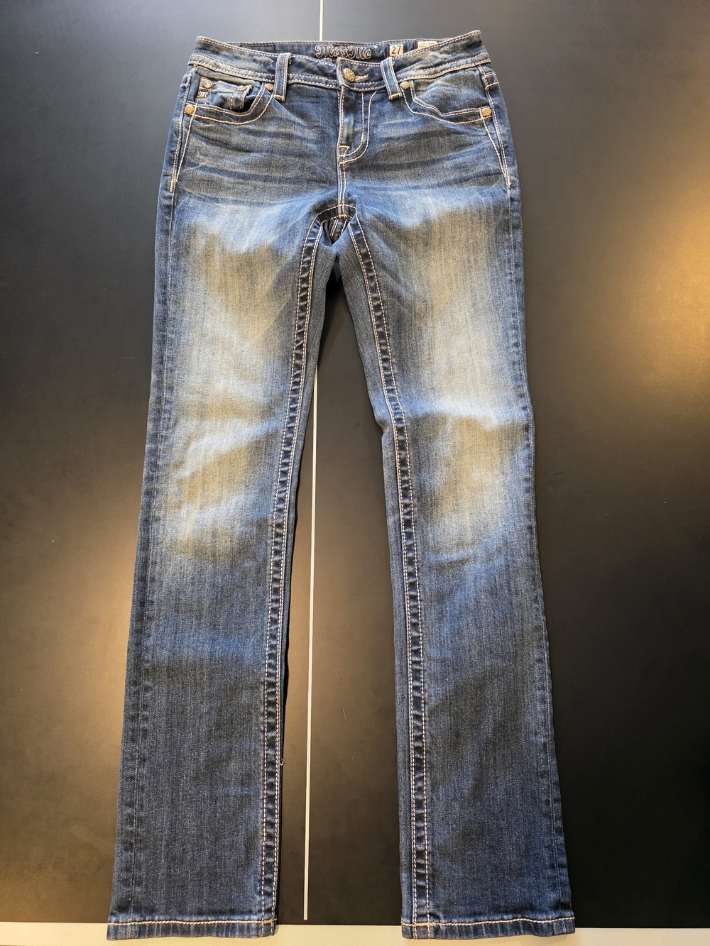 Miss Me Blue Jeans with Embroidered Back Pocket - Picture 2 of 4